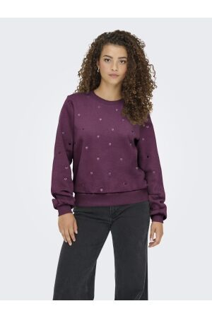 Only Only onlatika l/s o-neck glitter emb. box swt Sweater mauve wine anny hearts