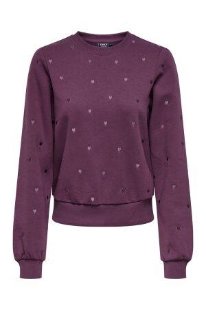 Only Only onlatika l/s o-neck glitter emb. box swt Sweater mauve wine anny hearts