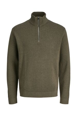 Jack & Jones Jack & Jones jprblamilano stitch knit half zip sn Trui stone gray melange