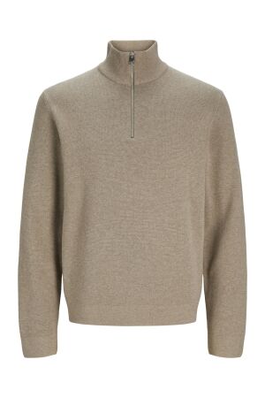 Jack & Jones Jack & Jones jprblamilano stitch knit half zip sn Trui greige melange