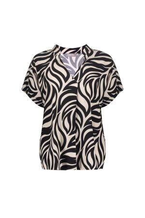Geisha Geisha top bi-color 63295-70 T-shirt Korte mouw 999 black/sand
