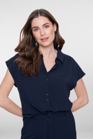 Geisha Geisha blouse crinckle 63140-21 Blouse 675 navy