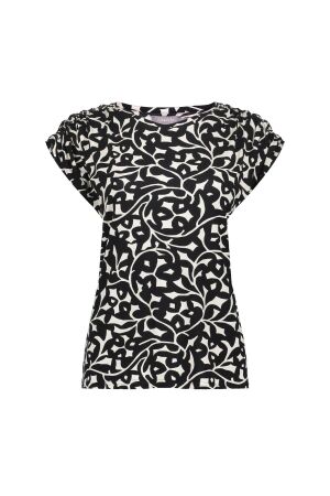Geisha Geisha top 52419-20 black/off-white T-shirts black/off-white