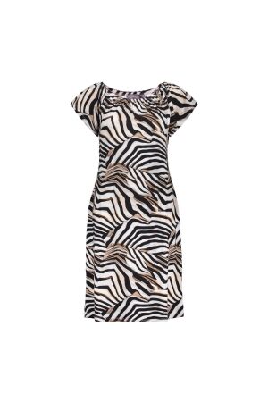 Geisha Geisha dress elastic shoulder jersey aop 57363-60 may of Zomerjurkjes off-white/black