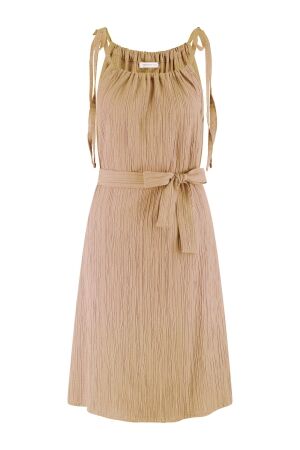 Tramontana Tramontana crinkled tie-strap dress s01-16-502 Zomerjurkjes 2800 camel