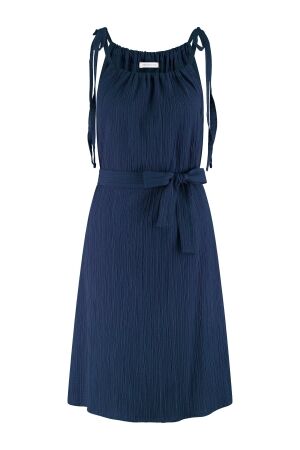 Tramontana Tramontana crinkled tie-strap dress s01-16-502 Zomerjurkjes 5035 navy