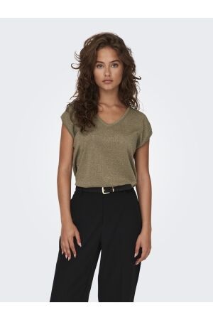 Only Only onlsilvery s/s v neck lurex top jrs noos T-shirts falcon tone in tone lurex