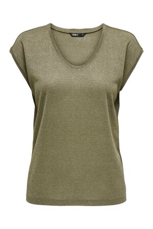 Only Only onlsilvery s/s v neck lurex top jrs noos T-shirts falcon tone in tone lurex