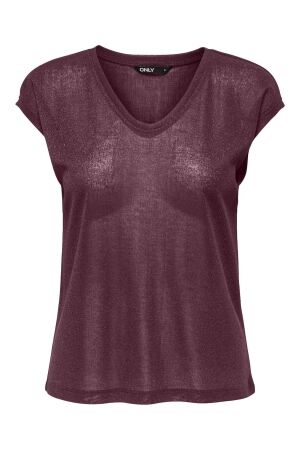 Only Only onlsilvery s/s v neck lurex top jrs noos T-shirts burgundy