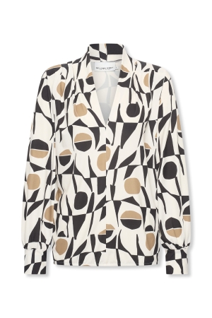 Helena Hart Helena Hart top jozzy print clash 7674cla T-shirt Lange mouw camel