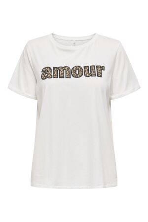 Only Only onlline life s/s o-neck print top cs jrs T-shirt Korte mouw cloud dancer amour (leo)