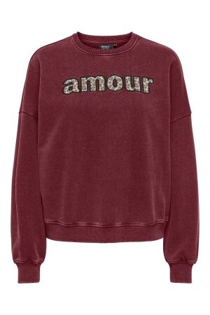 Only Only onllinda life l/s o-neck print cs swt Sweater cabernet amour (leo)