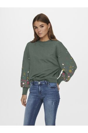 Only Only onlbrooke l/s o-neck flower swt noos Sweater balsam green
