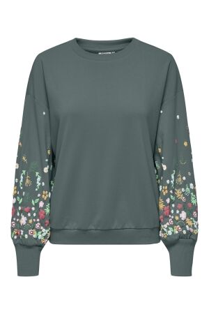 Only Only onlbrooke l/s o-neck flower swt noos Sweater balsam green