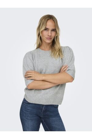 Only Only onlrica life 2/4 pullover knt noos Trui korte mouw light grey melange