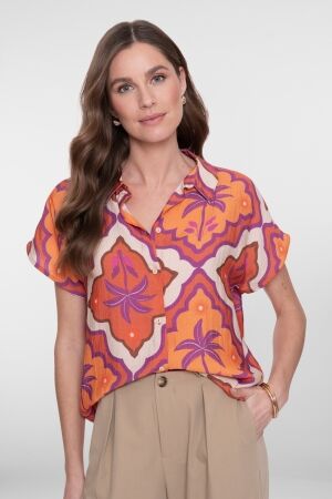 Geisha Geisha blouse 63247-20 Blouse 718 ecru/mango/purple