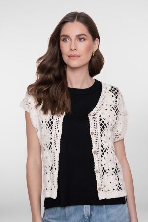 Geisha Geisha vest crochet 64001-10 Gilets 718 ecru