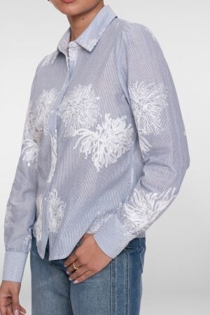 Geisha Geisha blouse embroidered flowers 63143-21 Blouse 625 blue/off-white
