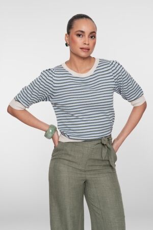 Geisha Geisha pull stripe lrx 64066-14 Trui 711 kit lurex/olive/blue