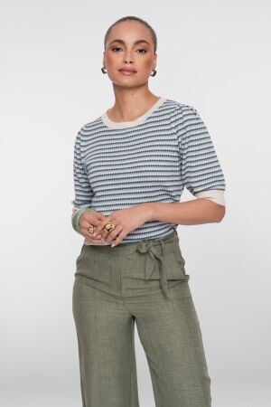 Geisha Geisha pull stripe lrx 64066-14 Trui 711 kit lurex/olive/blue