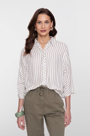 Geisha Geisha blouse lurex stripes 63131-99 Blouse 10 off-white/silver