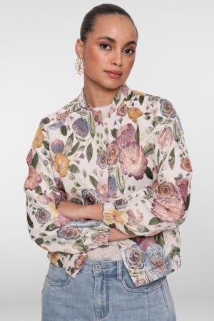 Geisha Geisha bomber jacket leaves 65090-26 Jackets 720 sand/green/gold