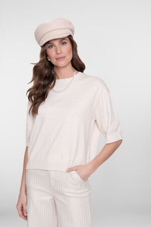 Geisha Geisha pull basic wide ssl 64065-14 Trui korte mouw 721 light sand