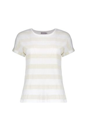 Geisha Geisha t-shirt striped gold lurex 62130-40 T-shirt Korte mouw 10 off-white/gold
