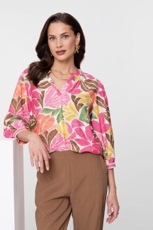 Geisha Geisha blouse 63283-20 Blouse 718 ecru/tobacco/pink