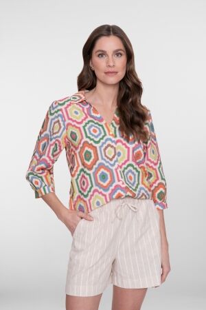 Geisha Geisha blouse 63280-20 Blouse 718 ecru/tabacco/pink