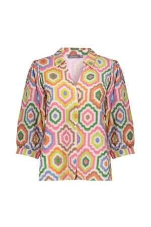 Geisha Geisha blouse 63280-20 Blouse 718 ecru/tabacco/pink