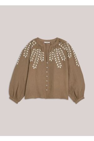 Summum Summum blouse cotton branches 2s3449-12439 Blouse 703 khaki