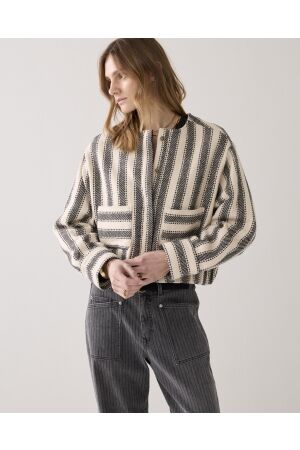 Summum Summum jacket stripe 1s1277-12329 Jackets 985 black-ivory