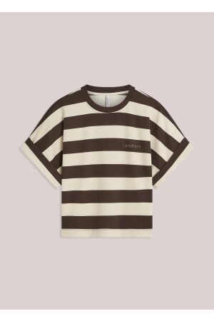 Summum Summum top big stripe heavy jersey 3s5112-30681 T-shirt Korte mouw 713 coffee
