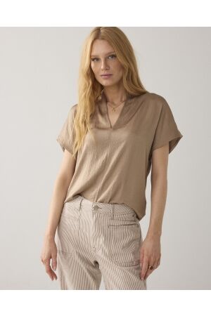 Summum Summum top short sleeves silky touch 2s3324-11817 T-shirt Korte mouw 703 khaki
