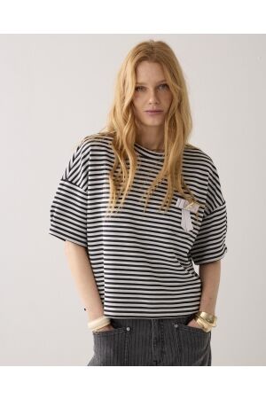 Summum Summum top striped scuba 3s5290-30754 T-shirt Korte mouw 990 black