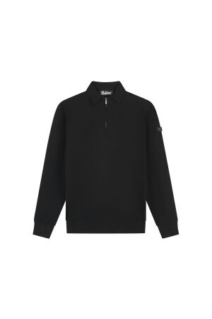 Malelions Malelions knitted longsleeve zip polo mmd10999003 Poloshirts 49001 black