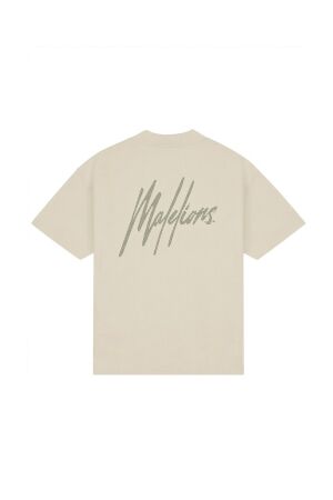 Malelions Malelions oversized striped signature t-shirt mmc30026039 Print T-shirts 50014 light taupe