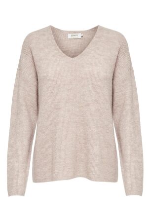Only Only onlcamilla v-neck l/s pullover knt noos Trui pumice stone
