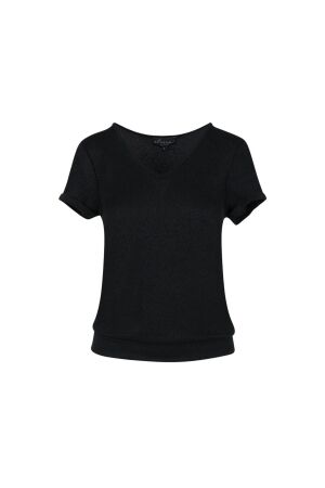 Elvira Casuals Elvira Casuals top lelie e5 25-041 T-shirt Korte mouw 1045 black sparkle