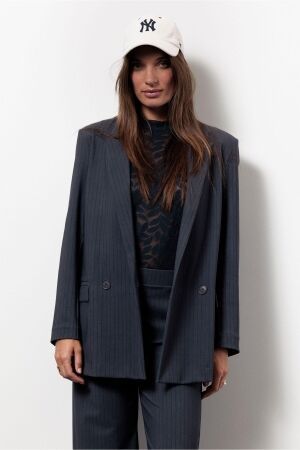 Studio Anneloes Studio Anneloes dokus bnd pinstripe blazer 13388 Blazers 9869 antraciet/dark blue