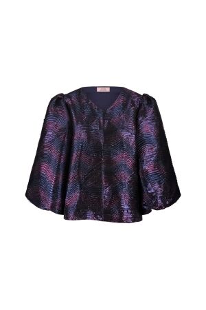 Studio Anneloes Studio Anneloes eliza wave jacquard top 13394 T-shirt Lange mouw 6945 dark blue/ vintage berry