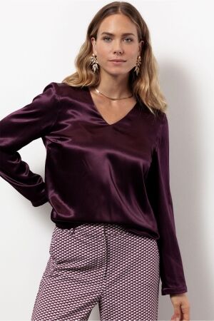 Studio Anneloes Studio Anneloes madison satin top 13368 T-shirt Lange mouw 3800 blackberry