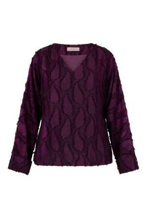 Studio Anneloes Studio Anneloes madison jacquard top 13364 T-shirt Lange mouw 3800 blackberry