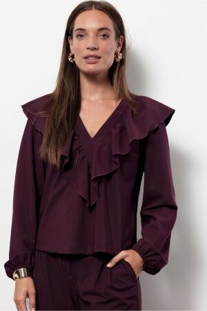 Studio Anneloes Studio Anneloes jezz ruffle top 13367 T-shirt Lange mouw 3800 blackberry