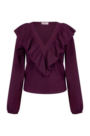 Studio Anneloes Studio Anneloes jezz ruffle top 13367 T-shirt Lange mouw 3800 blackberry