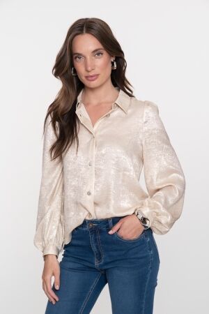 Geisha Geisha blouse shiny velvet look 53868-14 T-shirt Lange mouw 20 silver 20 silver