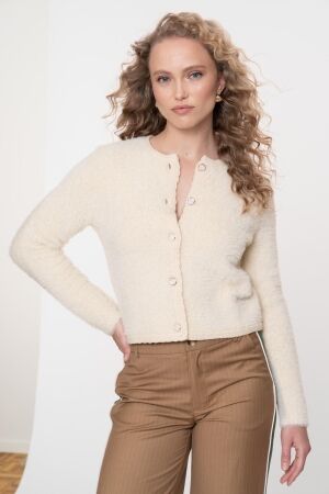 Geisha Geisha cardigan hairy 54807-10 Trui 10 off-white