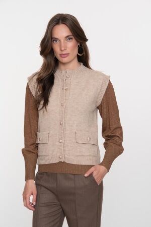 Geisha Geisha gilet with pockets 54875-70 Gilets 720 sand 720 sand