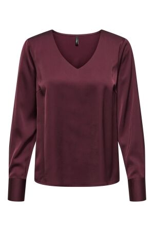 Only Only onlmika vis satin l/s jew v-neck top wvn T-shirt Lange mouw decadent chocolate